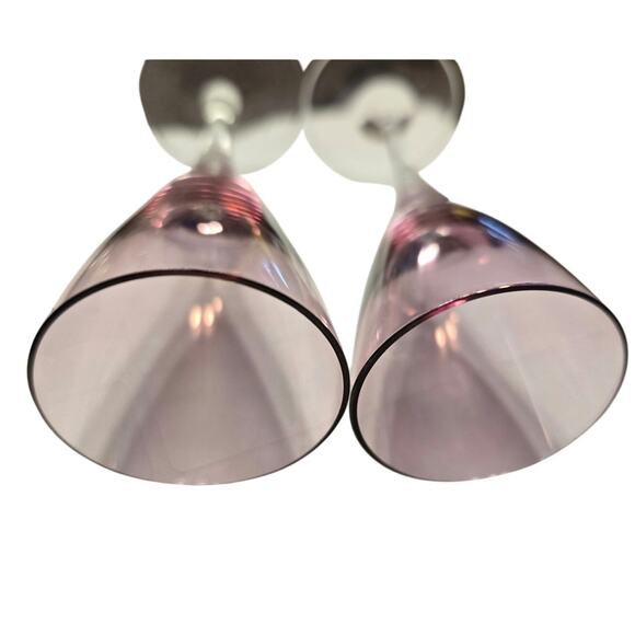 Set of 2 Pink Aperitif Glasses Hand Blown Vintage - Picture 3 of 5